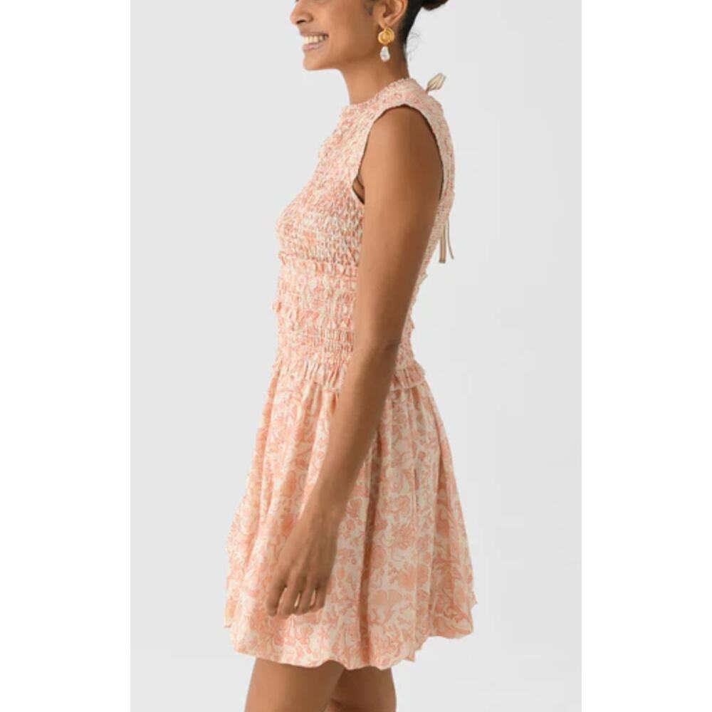 Hunter Bell Tuckernuck Anita Smocked Sleeveless Mini Dress Rosewater Floral M - Picture 6 of 13